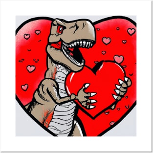 T-Rex In Love Posters and Art